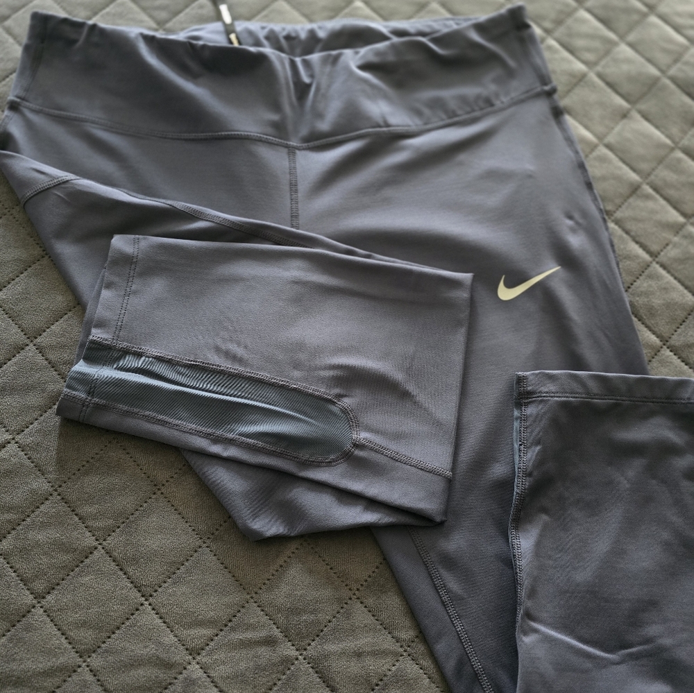Nike Slate Gray Leggings with White Swoosh